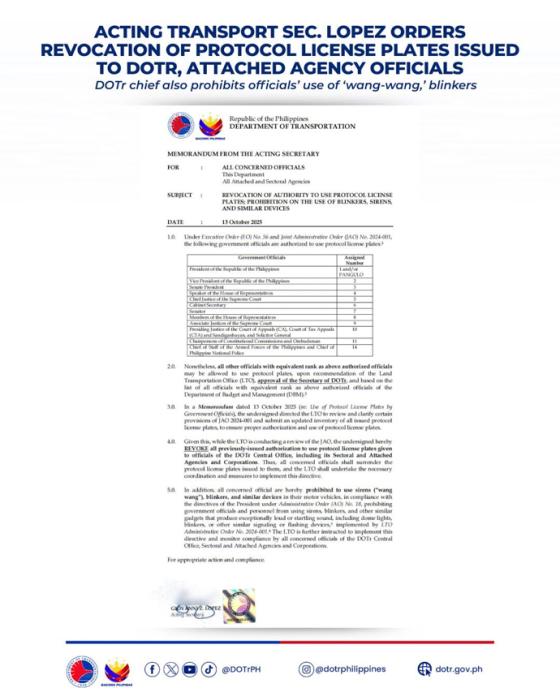 DOTr Usec. in hot seat after viral video reveals illegal use of plate, wang-wang image