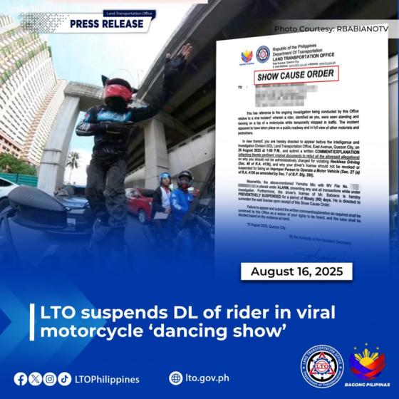 LTO suspends another rider for ‘Reckless Dancing’ LTO suspends another rider for ‘Reckless Dancing’ image