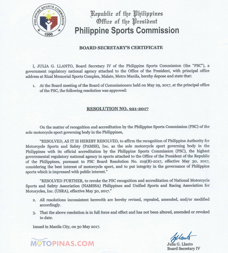 New organization claims authority over Philippine motorcycle sports